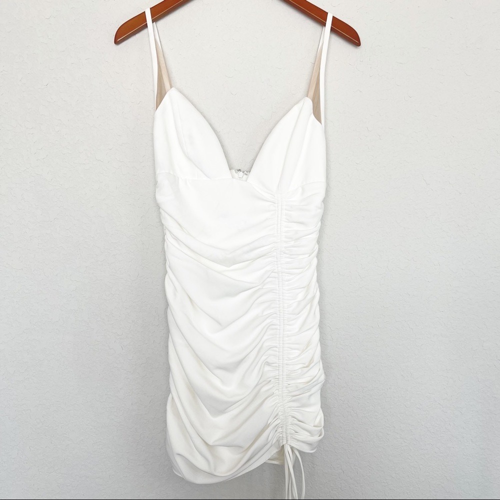 NBD Delaney Mini Dress in Ivory Size Small Revolve Ruched Sleeveless